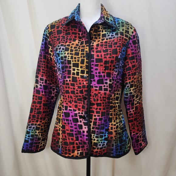Silkland Multicolor Rainbow Sequin Lightweight Quilted Jacket, Size Medium - Picture 1 of 8